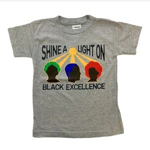 Proud by Design Shine a Light On Black Excellence‎ Graphic Tee- Gray, 10/12 NWT